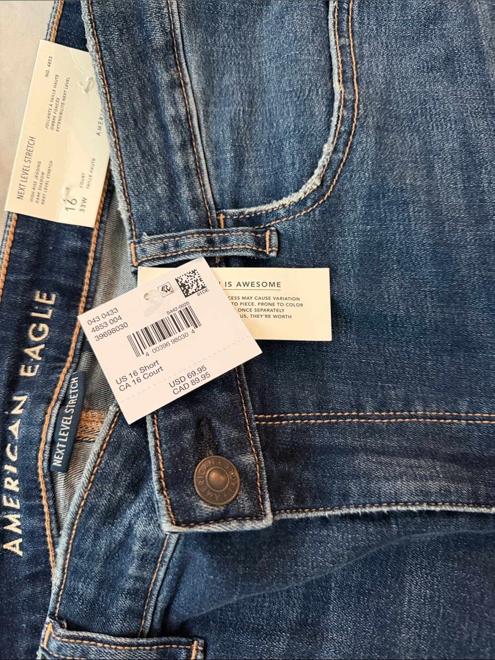 American Eagle Outfitters Distressed Dark Blue Boyfriend Jeans - Picture 2 of 3